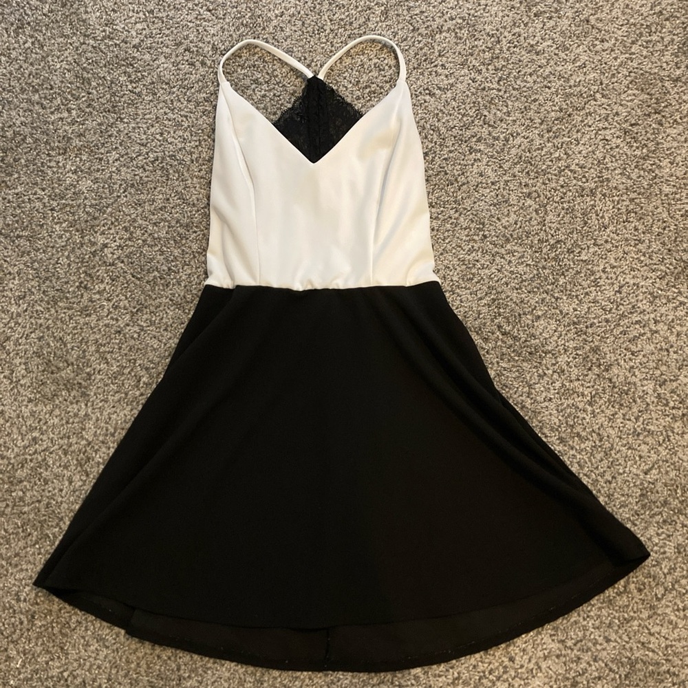 Speechless Black and White Backless Dress